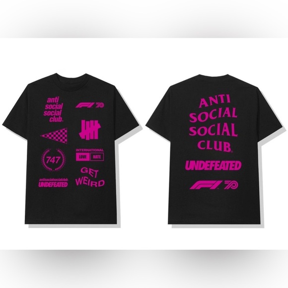 RARE Anti Social Social Club UNDFTD X F1 Tee - Picture 1 of 6